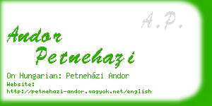 andor petnehazi business card